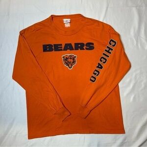 Vintage NFL Chicago Bears Football Orange Long Sleeve Large Active Wear Sporty